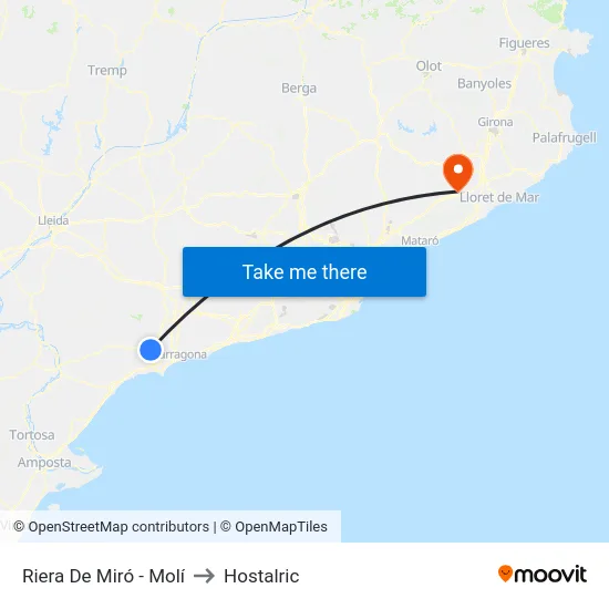 Riera De Miró - Molí to Hostalric map
