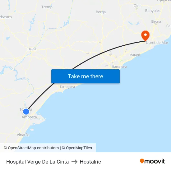 Hospital Verge De La Cinta to Hostalric map