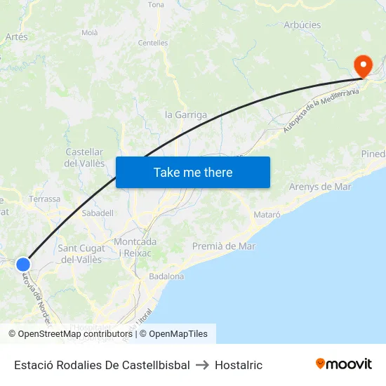 Estació Rodalies De Castellbisbal to Hostalric map
