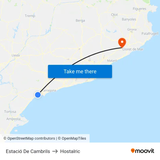 Estació De Cambrils to Hostalric map