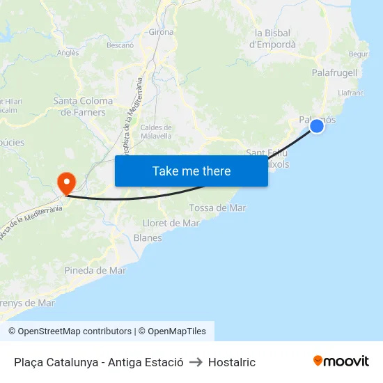 Plaça Catalunya - Antiga Estació to Hostalric map