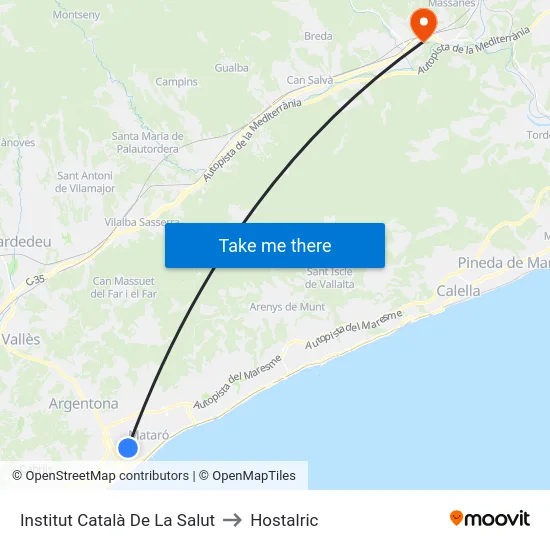 Institut Català De La Salut to Hostalric map