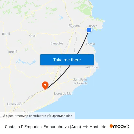 Castello D'Empuries, Empuriabrava (Arcs) to Hostalric map