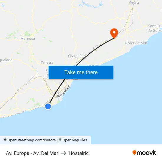 Av. Europa - Av. Del Mar to Hostalric map