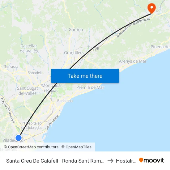 Santa Creu De Calafell - Ronda Sant Ramon to Hostalric map