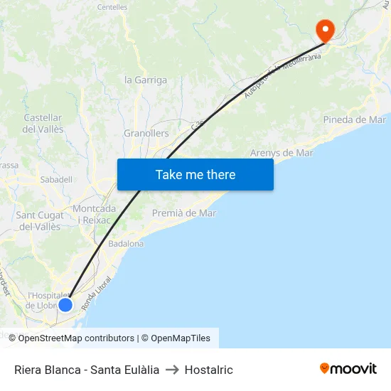 Riera Blanca - Santa Eulàlia to Hostalric map