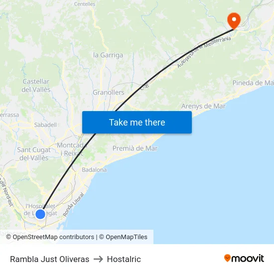 Rambla Just Oliveras to Hostalric map