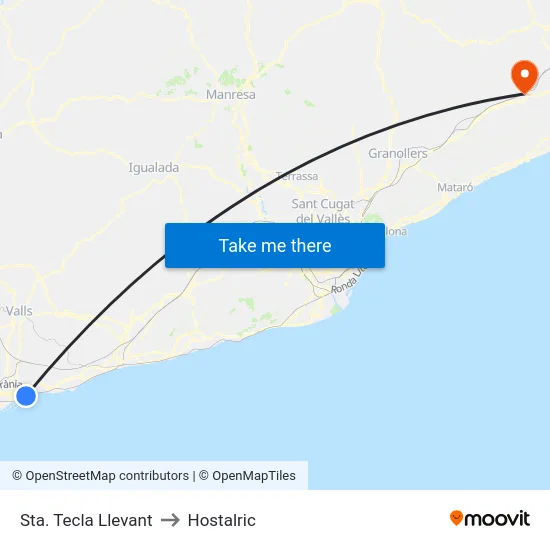Sta. Tecla Llevant to Hostalric map