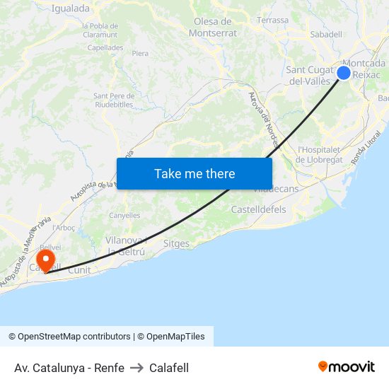 Av. Catalunya - Renfe to Calafell map