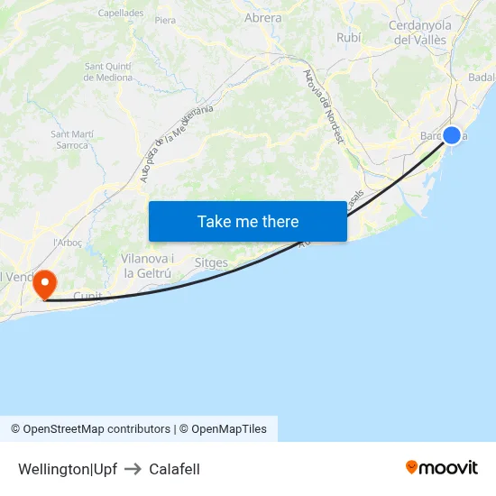 Wellington|Upf to Calafell map