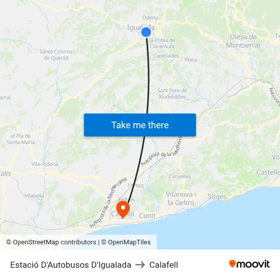 Estació D'Autobusos D'Igualada to Calafell map