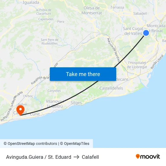 Avinguda.Guiera / St. Eduard to Calafell map