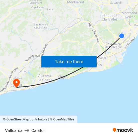 Vallcarca to Calafell map