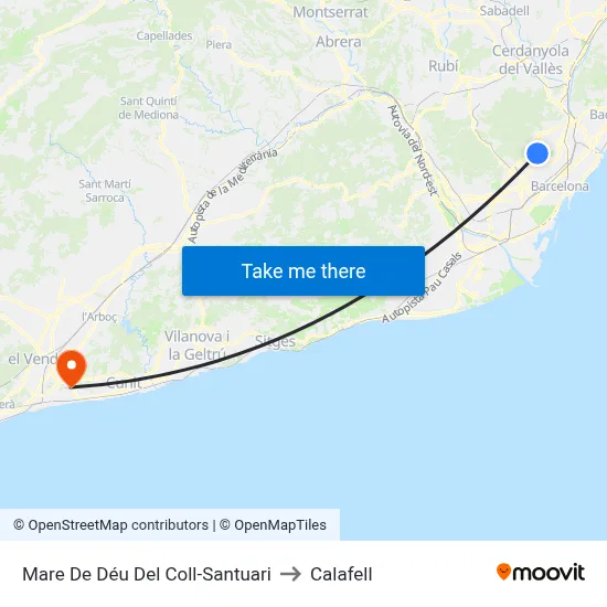 Mare De Déu Del Coll-Santuari to Calafell map