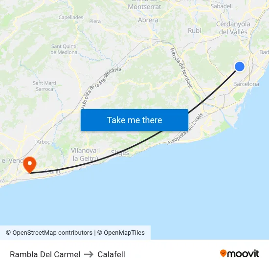 Rambla Del Carmel to Calafell map