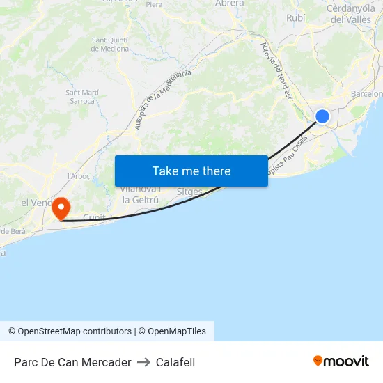 Parc De Can Mercader to Calafell map