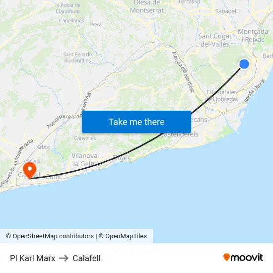 Pl Karl Marx to Calafell map