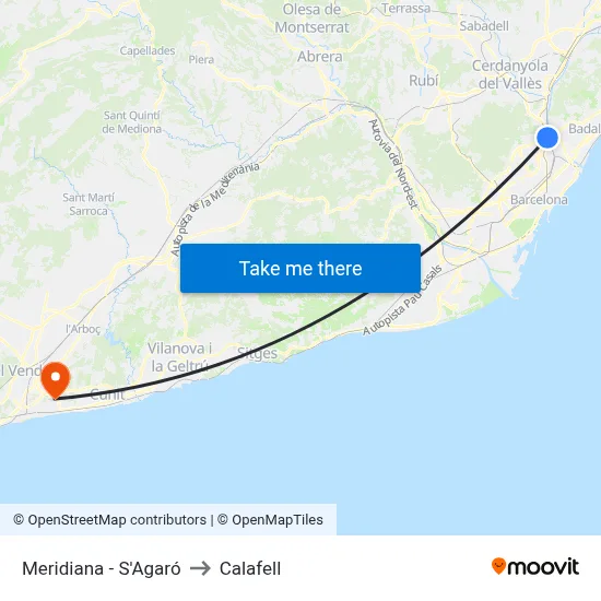 Meridiana - S'Agaró to Calafell map