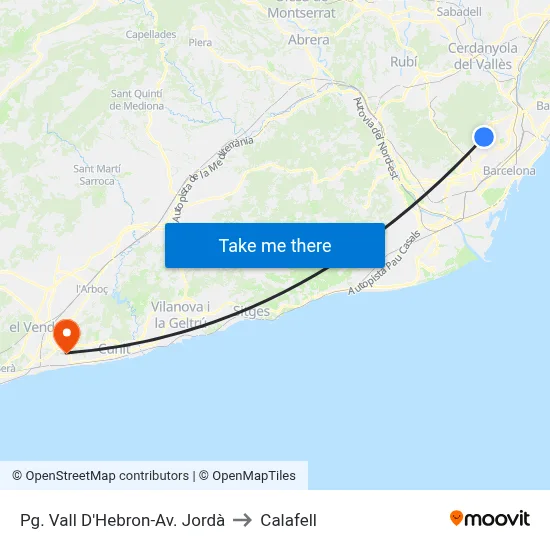 Pg. Vall D'Hebron-Av. Jordà to Calafell map