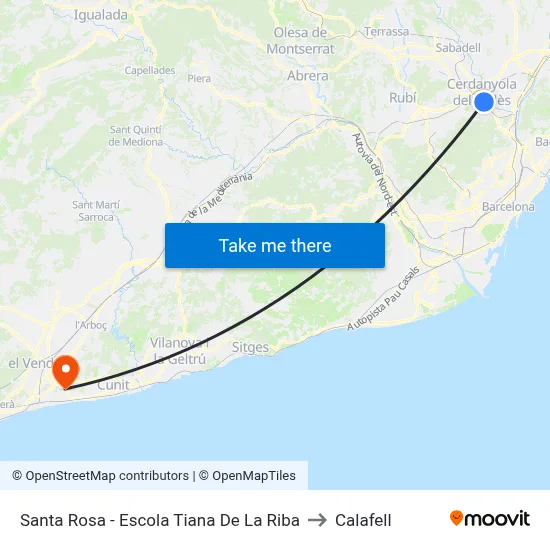 Santa Rosa - Escola Tiana De La Riba to Calafell map