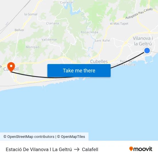 Estació De Vilanova I La Geltrú to Calafell map