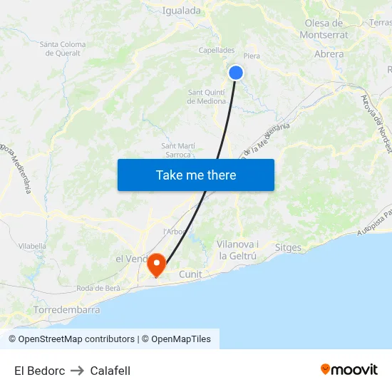 El Bedorc to Calafell map