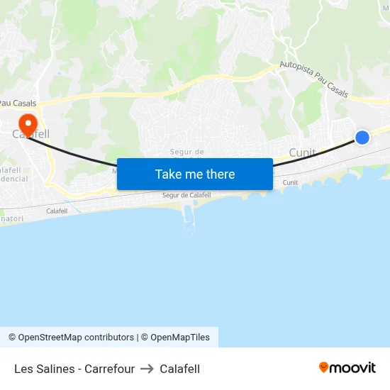 Les Salines - Carrefour to Calafell map