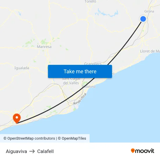 Aiguaviva to Calafell map