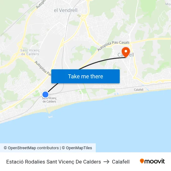 Estació Rodalies Sant Vicenç De Calders to Calafell map