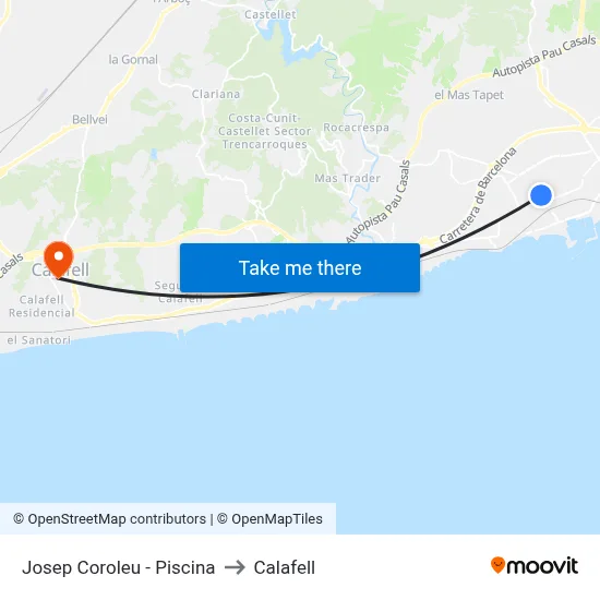 Josep Coroleu - Piscina to Calafell map
