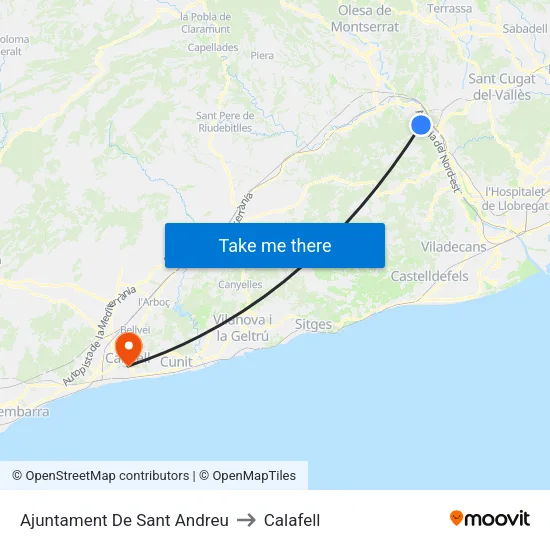 Ajuntament De Sant Andreu to Calafell map