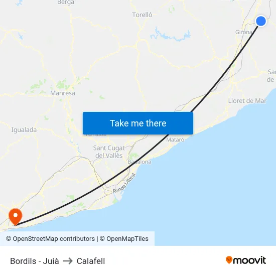 Bordils - Juià to Calafell map