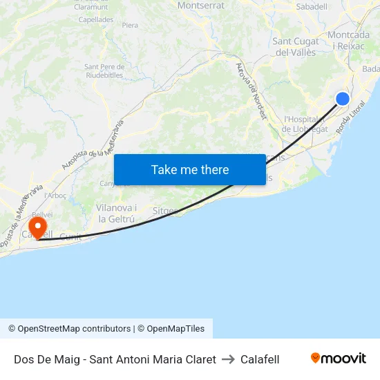 Dos De Maig - Sant Antoni Maria Claret to Calafell map
