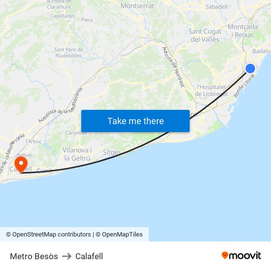 Metro Besòs to Calafell map