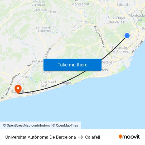 Universitat Autònoma De Barcelona to Calafell map
