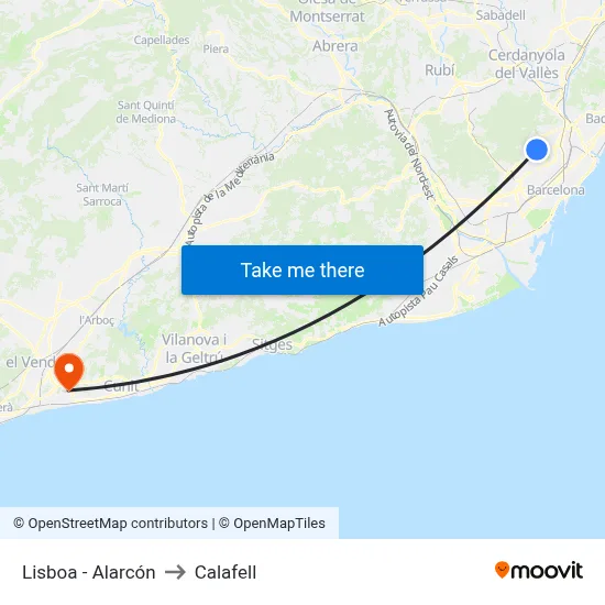 Lisboa - Alarcón to Calafell map