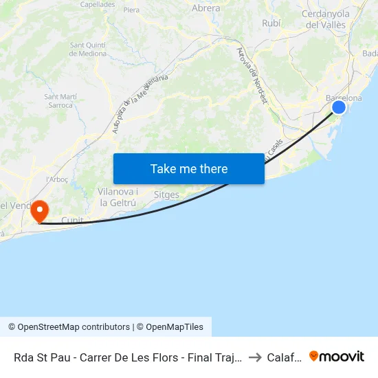 Rda St Pau - Carrer De Les Flors - Final Trajecte to Calafell map