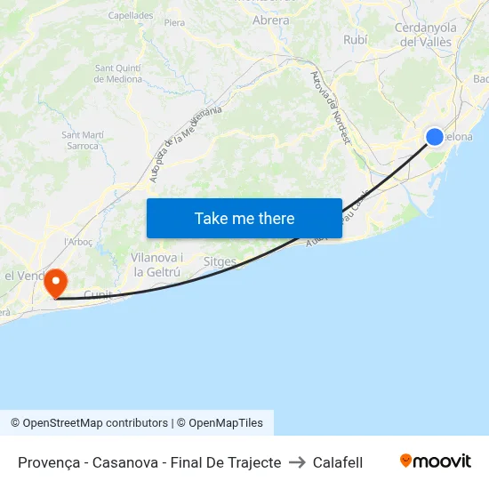 Provença - Casanova - Final De Trajecte to Calafell map
