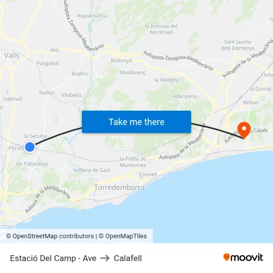Estació Del Camp - Ave to Calafell map