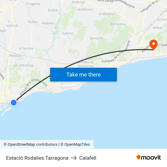 Estació Rodalies Tarragona to Calafell map
