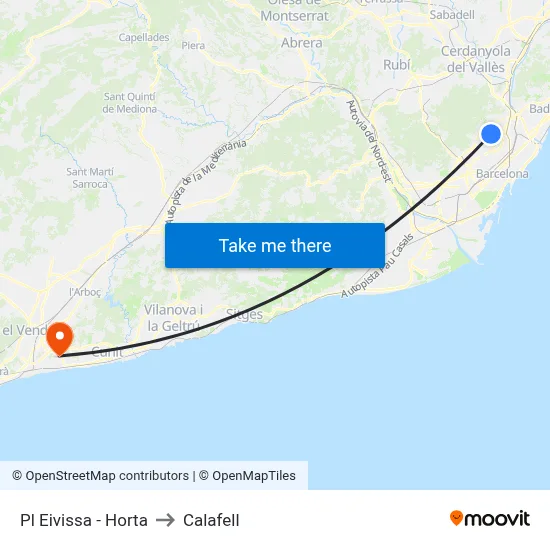 Pl Eivissa - Horta to Calafell map