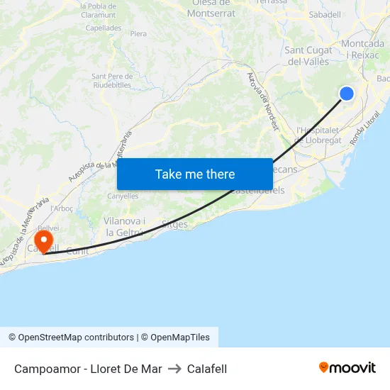 Campoamor - Lloret De Mar to Calafell map