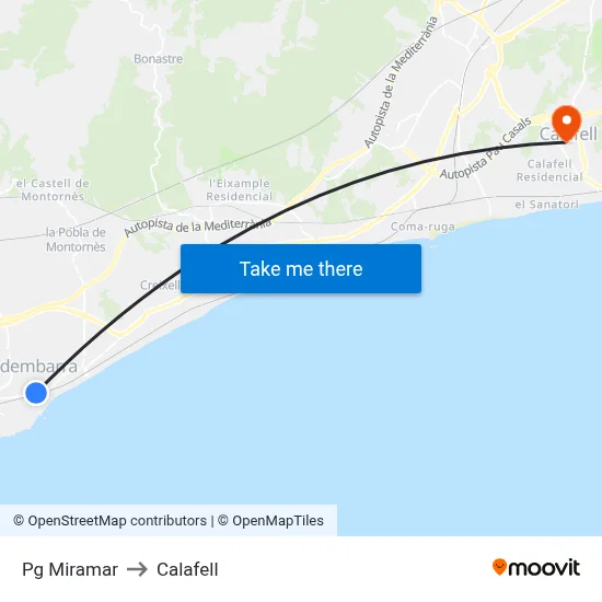 Pg Miramar to Calafell map
