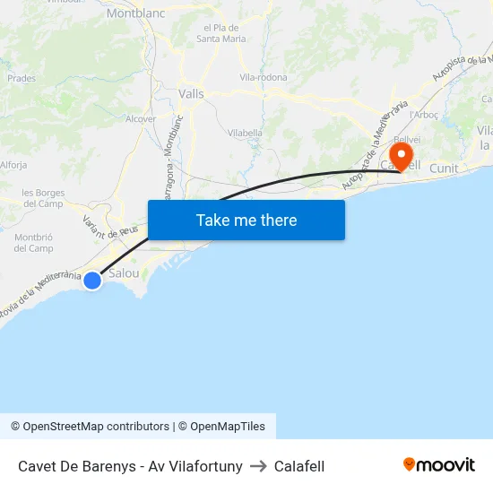 Cavet De Barenys - Av Vilafortuny to Calafell map