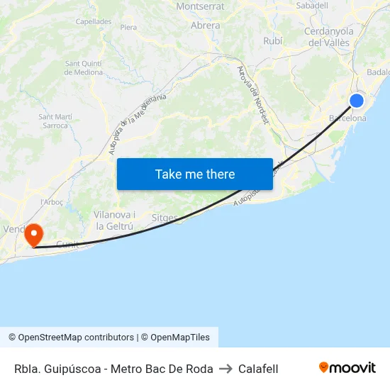 Rbla. Guipúscoa - Metro Bac De Roda to Calafell map