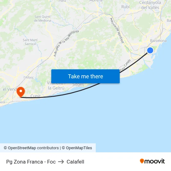 Pg  Zona Franca - Foc to Calafell map