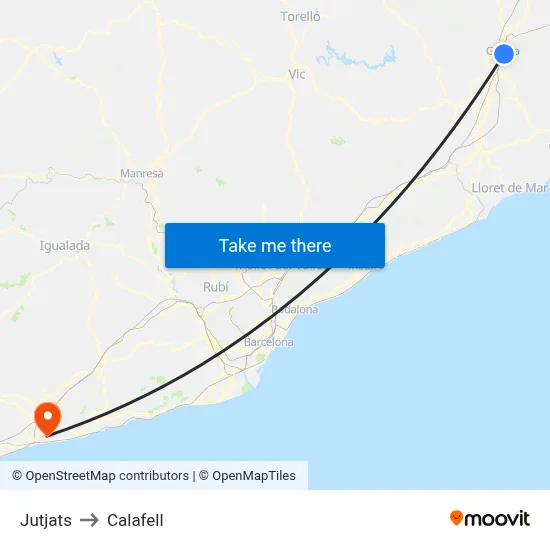 Jutjats to Calafell map