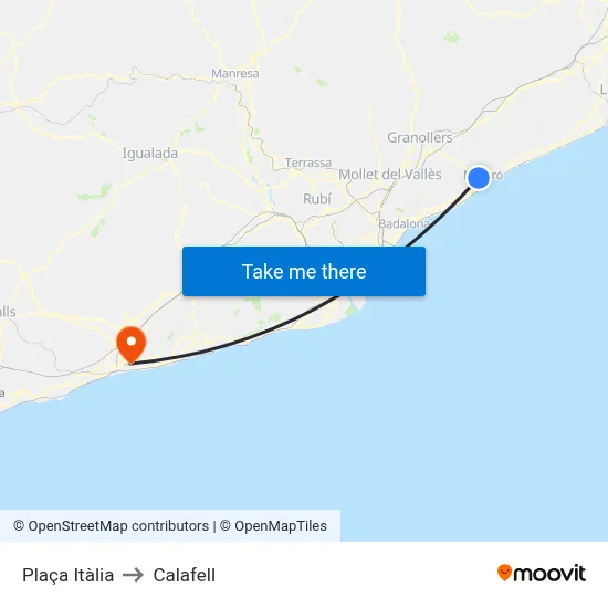 Plaça Itàlia to Calafell map