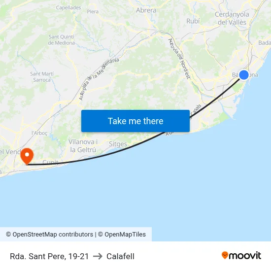 Rda. Sant Pere, 19-21 to Calafell map