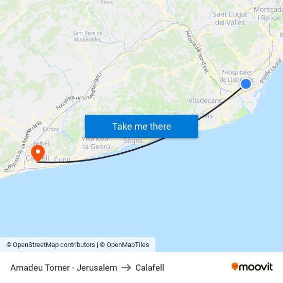 Amadeu Torner - Jerusalem to Calafell map